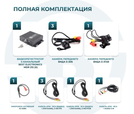 Комплект 4 камеры для учебного автомобиля MDR 212 (X) Best Electronics